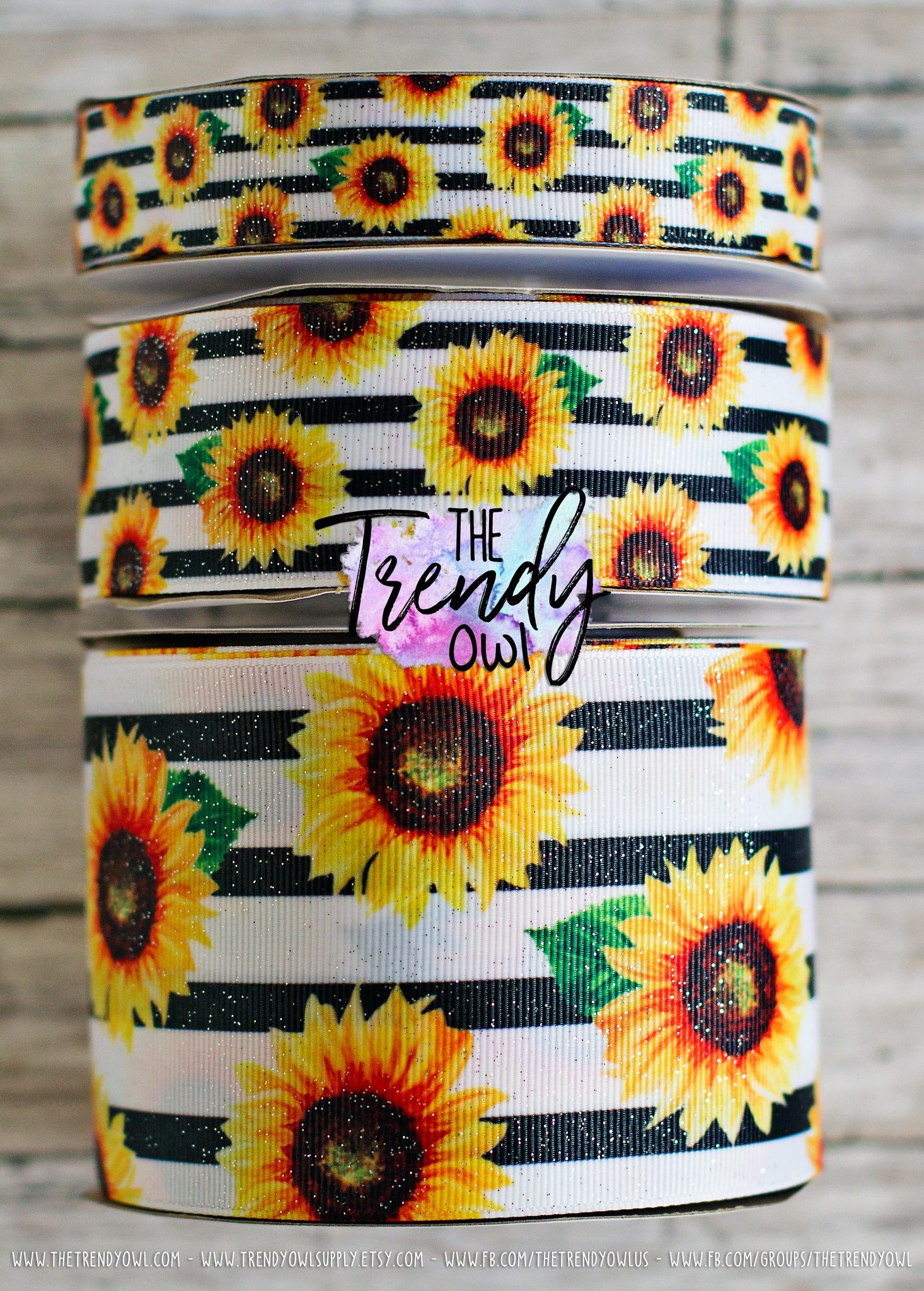 Sunflowers on Black Stripes - U.S. Designer Litchi/Pebbled Faux Leat –  TheTrendyOwl