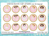 Gold Glitter Ballet Themed - 1" BOTTLE CAP IMAGES - INSTANT DOWNLOAD