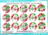 M2M Classic Christmas Snowmen Ribbon - 1" BOTTLE CAP IMAGES - INSTANT DOWNLOAD