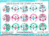 M2M Girly Winter Snowmen - 1" BOTTLE CAP IMAGES - INSTANT DOWNLOAD